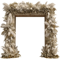 neutral color pampas arch frame for wedding and decor isolated on transparent background