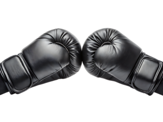  black boxing gloves facing each other isolated on background white
