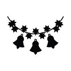 Christmas garland with bells clean vector silhouette illustration