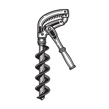 black and white auger tool clip art preview