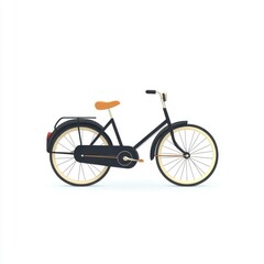 Fototapeta premium Black Vintage Bicycle with Tan Seat and Tires on White Background