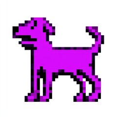 Fototapeta premium Purple Pixel Art Dog Illustration on White Background