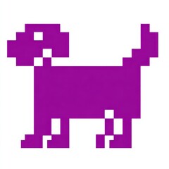 Obraz premium Purple Pixel Dog Illustration on White Background