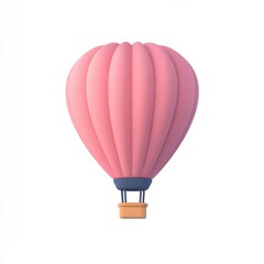 Naklejka premium Pastel Pink 3D Cartoon Hot Air Balloon on White