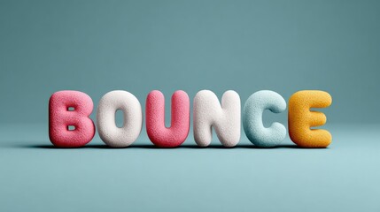 Colorful Foam Letters Spelling 'Bounce' on Pastel Blue Background
