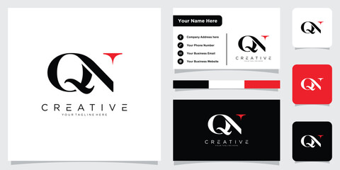 Initial QN or NQ Logo Design Vector