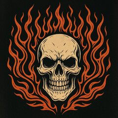 Evil Skull with Flames Emblem