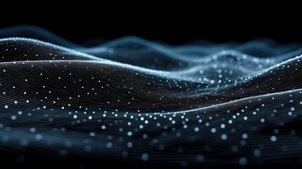 Abstract digital design with light blue wavy patterns.