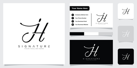 Initial JH or HJ handwriting logo template