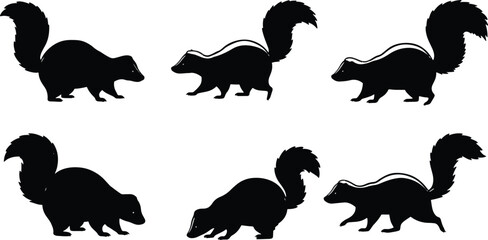 Skunk silhouettes illustration for animal print design