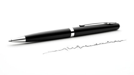 Writing Action, Black Pen, Minimalist Setting, Photograph, Sleek Environment, Close-Up View, Creative Expression