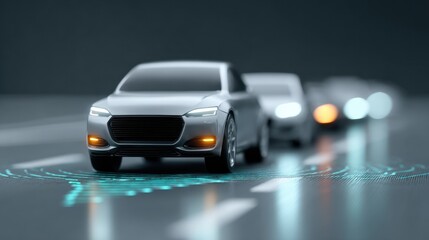 An illustrative image showcases a convoy of futuristic cars traveling along a highway, a metaphor for technological advancement and mobility. The cars are rendered with an advanced style.