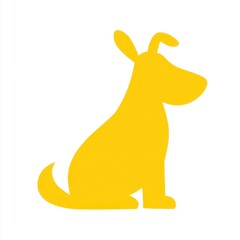 Yellow Dog Minimalist Illustration on White Background