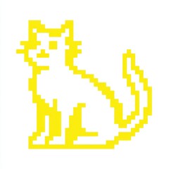 Obraz premium Yellow Pixel Cat Illustration on White Background