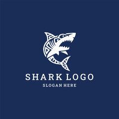 Sleek shark logo symbolizing power, speed, and precision.