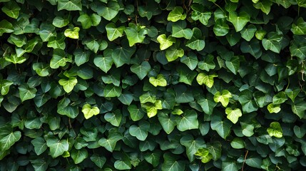 Dense Green Ivy Leaves Background with Heart-Shaped Foliage and Natural Texture
