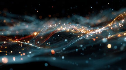 Fototapeta premium Glowing data streams with digital network connections, abstract background
