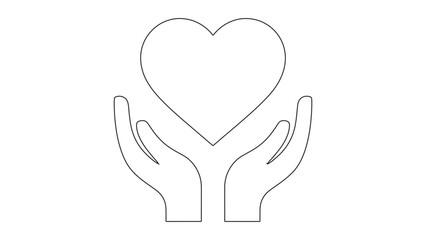 Hands Holding Heart Icon Vector Illustration. Care and Support Symbol. Charity Concept.