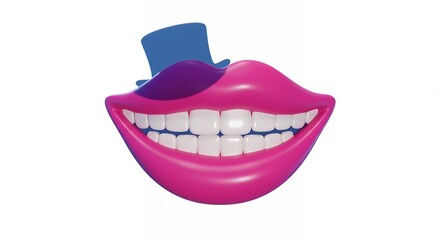 Smiling mouth with top hat graphic design