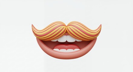 Smiling mouth with striped mustache illustration