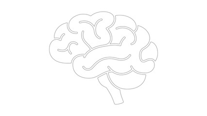 Brain Outline Vector Illustration. Human Intelligence Organ Isolated Design Concept