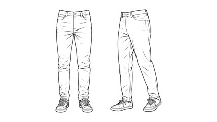 Jeans and Sneakers Vector Illustration. Casual Outfit Apparel Isolated Design Template