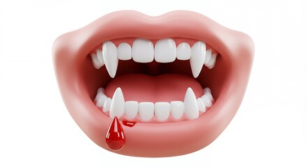 Vampire mouth with fangs and blood