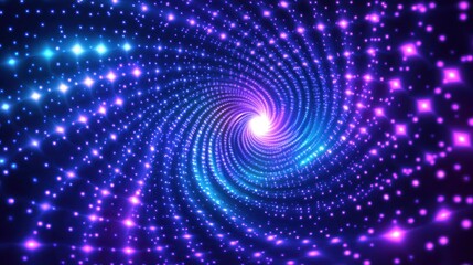 Obraz premium Abstract spiral of brilliant purple and blue shimmering particles