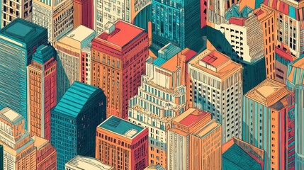Obraz premium Colorful isometric cityscape illustration.