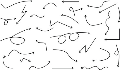 Directional Arrow Styles – Set of Diverse Arrows Including Loops, Zigzags, Curves, and Straight Variants for UI Navigation, Flowcharts, and Motion Concepts