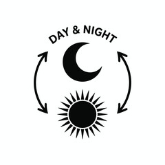 Cycle of day and night with sun and moon icons