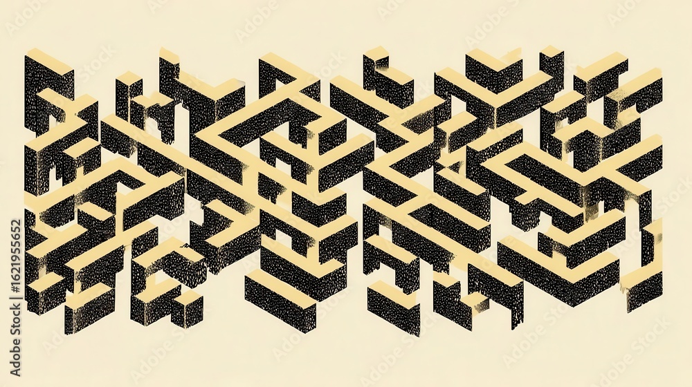 Poster intricate geometric design in a layered, complex pattern.