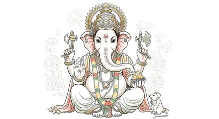 illustration of Lord Ganpati for Ganesh Chaturthi festival of India, Ganesh chaturthi for greeting,card, poster background.