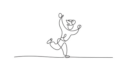 Fototapeta premium Continuous Line Drawing of a Person Dancing with Joy on a Transparent Background