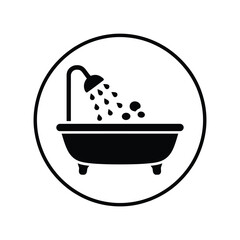 Bathtub with shower and bubbles icon