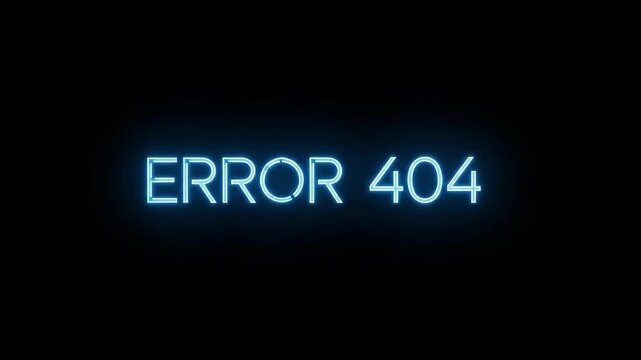 Error 404 on digital display with blue glowing effect. Error 404 text shows page not found message. Error 404 is a common issue for web developers and internet users, symbolizing a broken link.