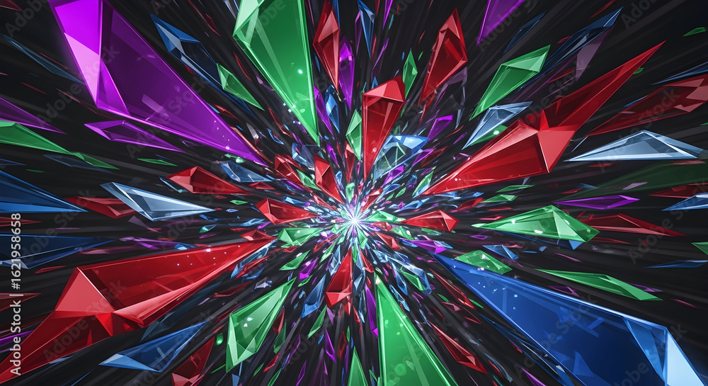 Poster abstract polygonal shards background dynamic crystal glass pattern vibrant colorful futuristic moder