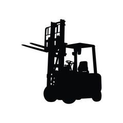 Forklift in Action Silhouette Vector – Industrial Vehicle Icon