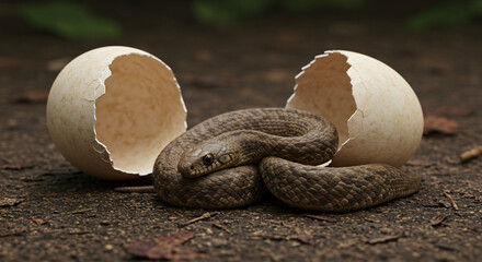 mushrooms on the tree baby snake hatchling