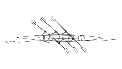 Fototapeta premium Rowing Team Boat Vector Illustration Isolated on Transparent Background Water Sport