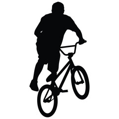 Fototapeta premium Black Silhouette Illustration of a BMX Biker Performing a Stunt.