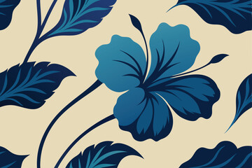 monochrome blue hibiscus pattern over cream toned (1).eps