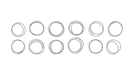 Collection of Hand Drawn Scribble Circles, Round Shapes, Doodle Circular Elements Set