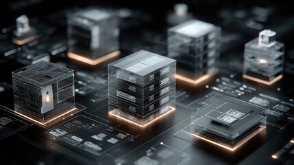 Digital archive system visualizes secure document storage and access protocols with encryption keys and multi-layer authentication for compliance.