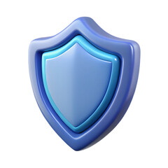 High-Quality 3D Render of a Realistic Security Shield Icon, Front View on Transparent Background