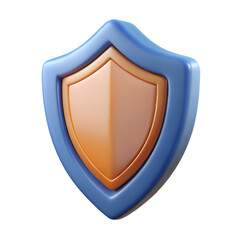 High-Quality 3D Render of a Realistic Security Shield Icon, Front View on Transparent Background