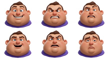 Cartoon character heads showing various emotions