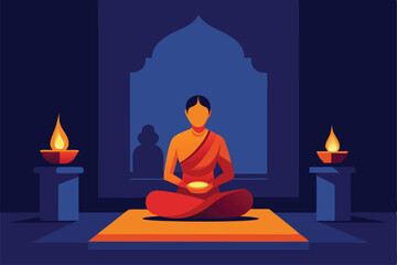 Obraz premium illustration of a meditating buddha in yoga position