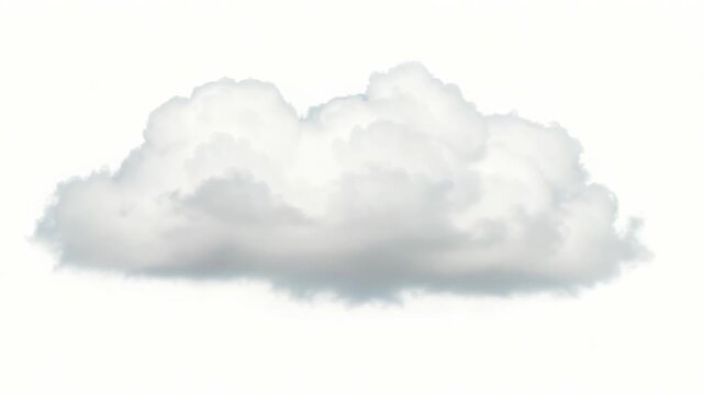 A single puffy white cloud floats serenely against a bright white background creating a peaceful and airy atmosphere