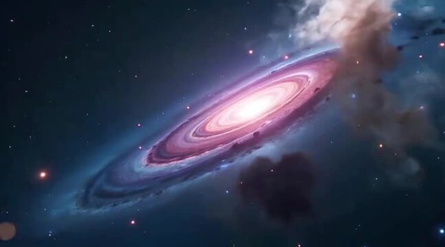 Majestic spiral galaxy glowing brightly amidst stars in deep space